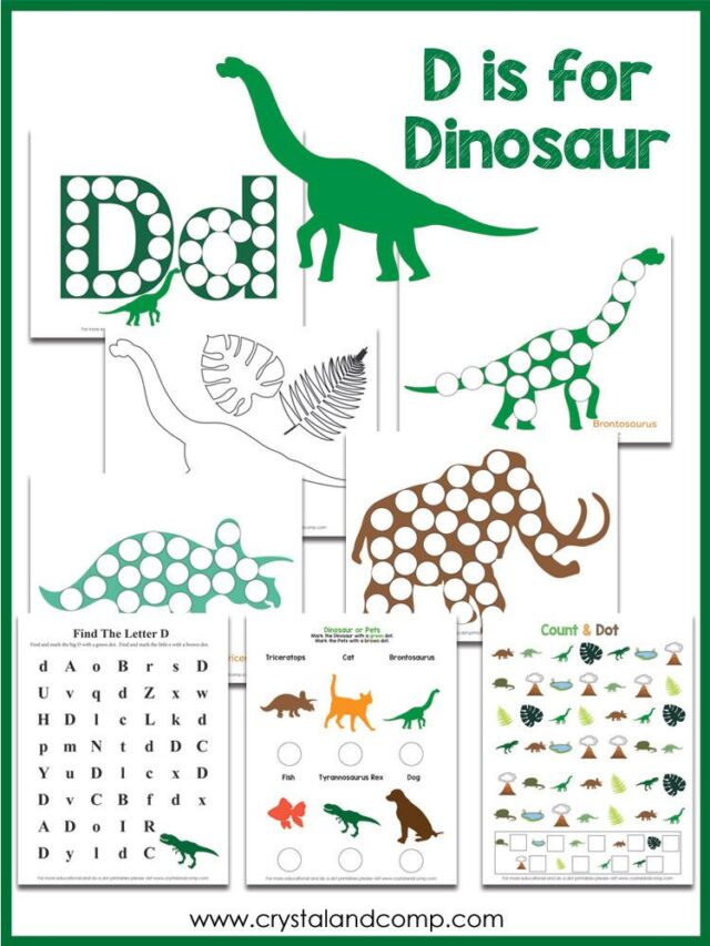 D is for Dinosaur Do-A-Dot Printables Story