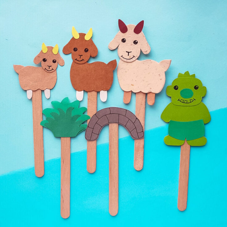 Image for The 3 Billy Goats Gruff Story Puppets - Free Printable Template!