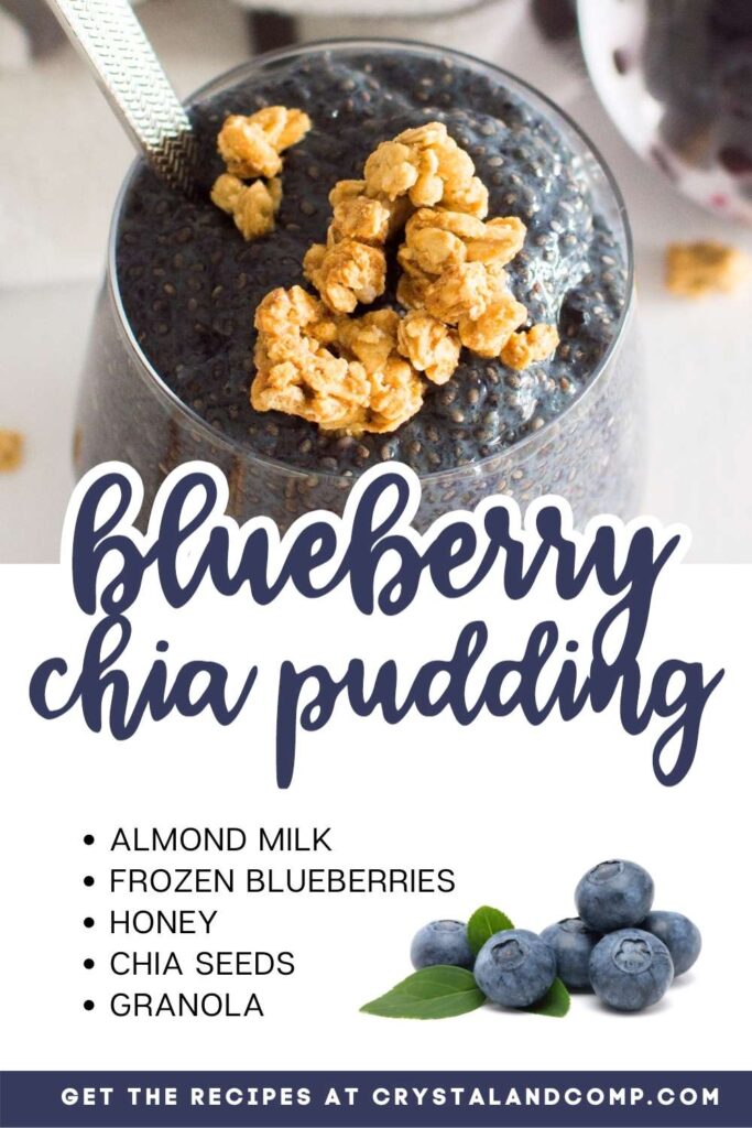 blueberry chia pudding with list of ingredients