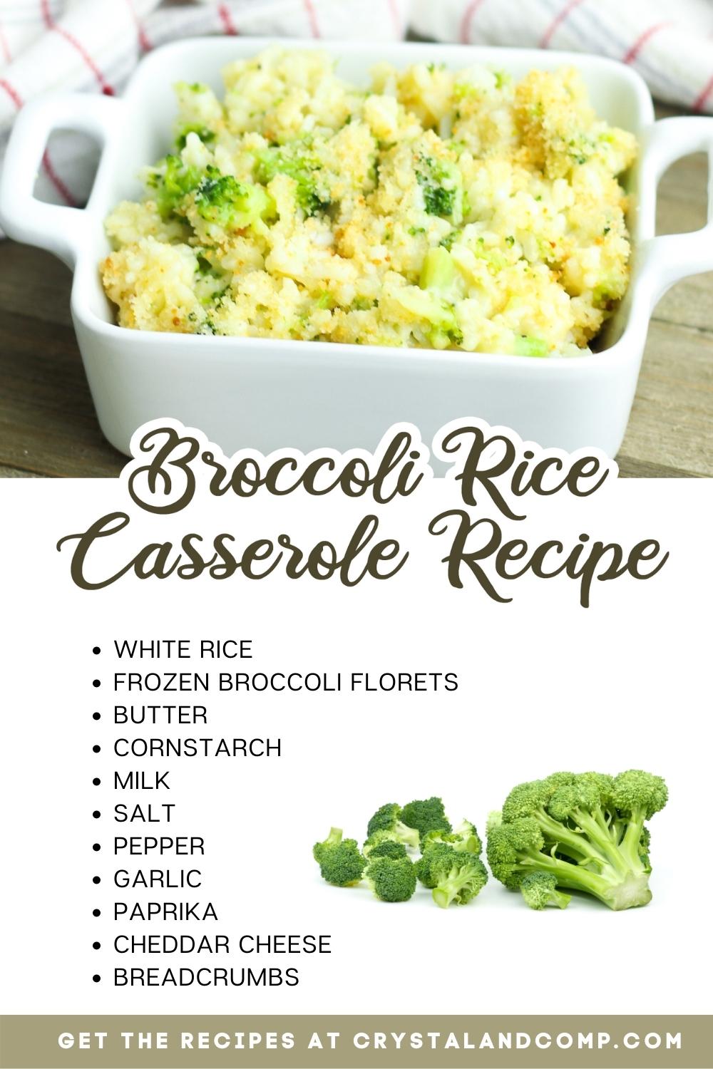 broccoli rice casserole with ingredients