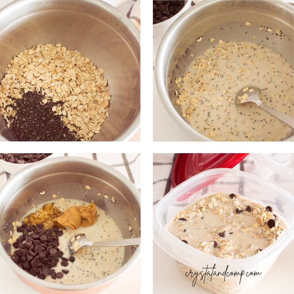 overnight cookie dough oats recipe in process