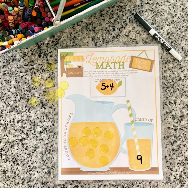 Image for Pretend Play Lemonade Math Game | FREE Printable