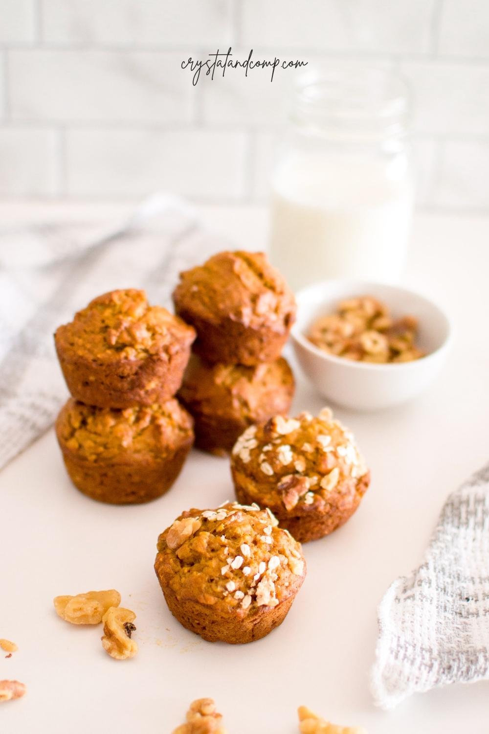 pumpkin oatmeal muffins on white table
