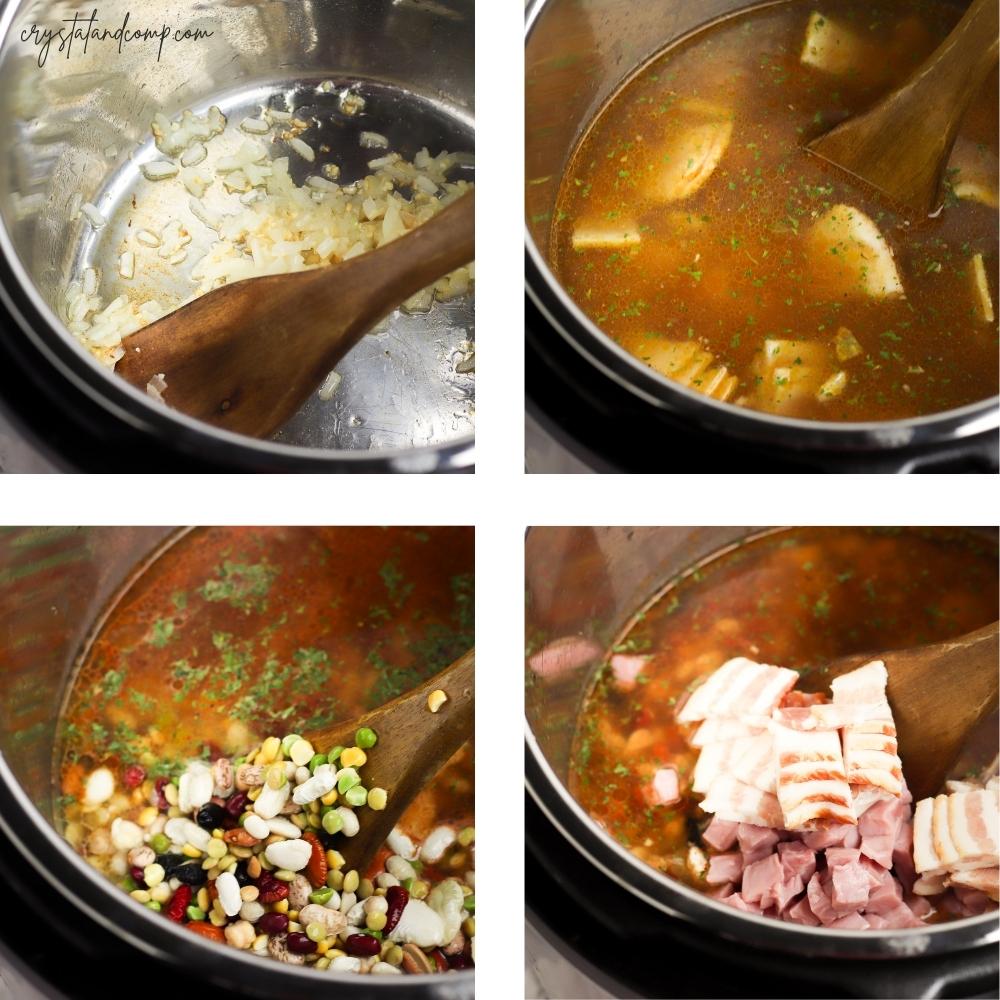 bean soup recipe in process