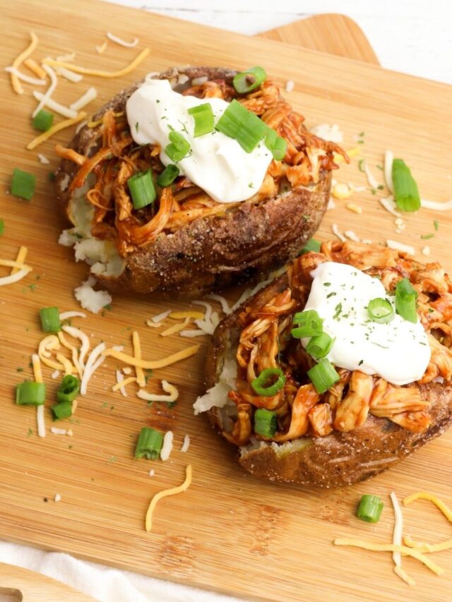 bbq turkey baked potato with green onions