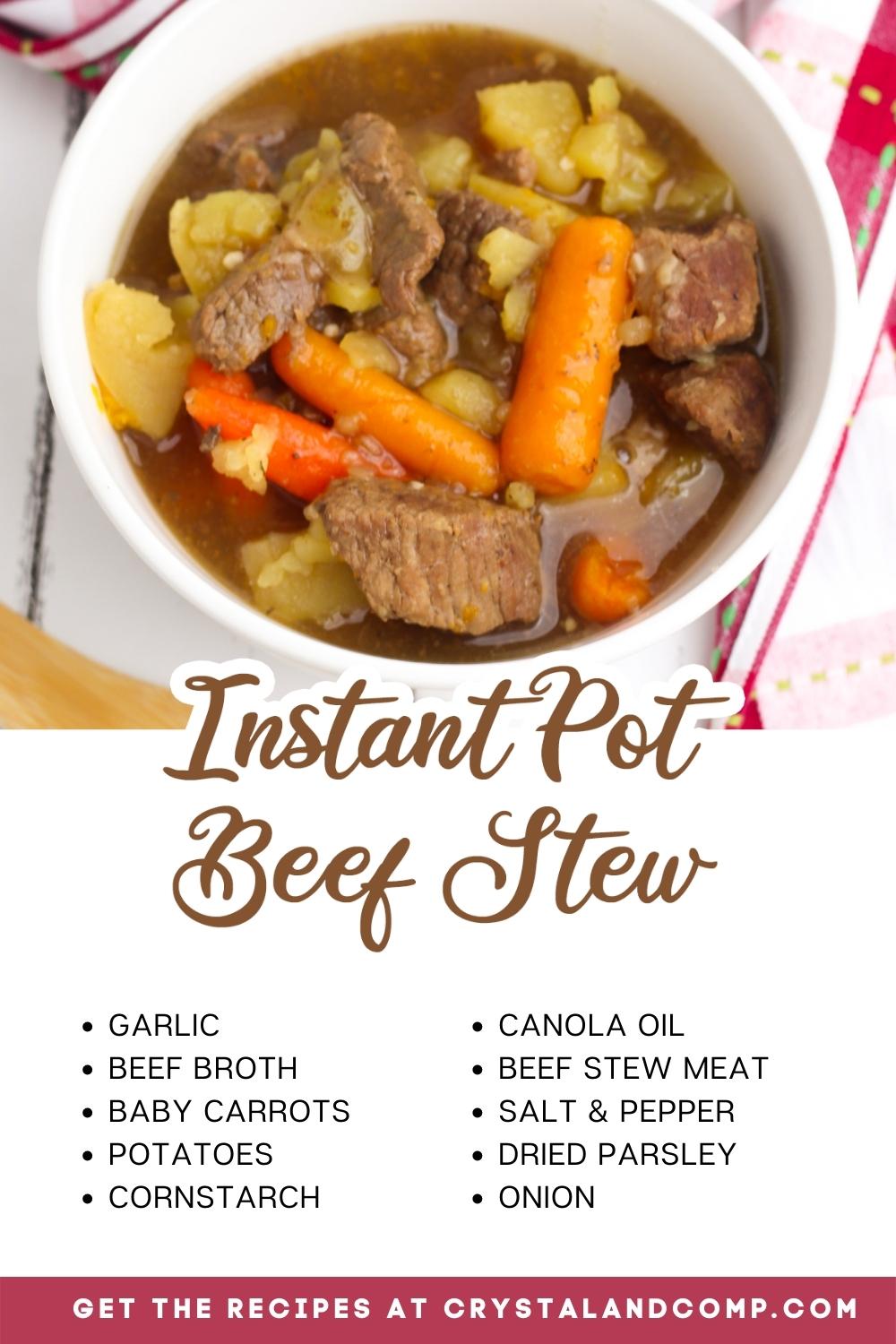 instant pot beef stew ingredient list