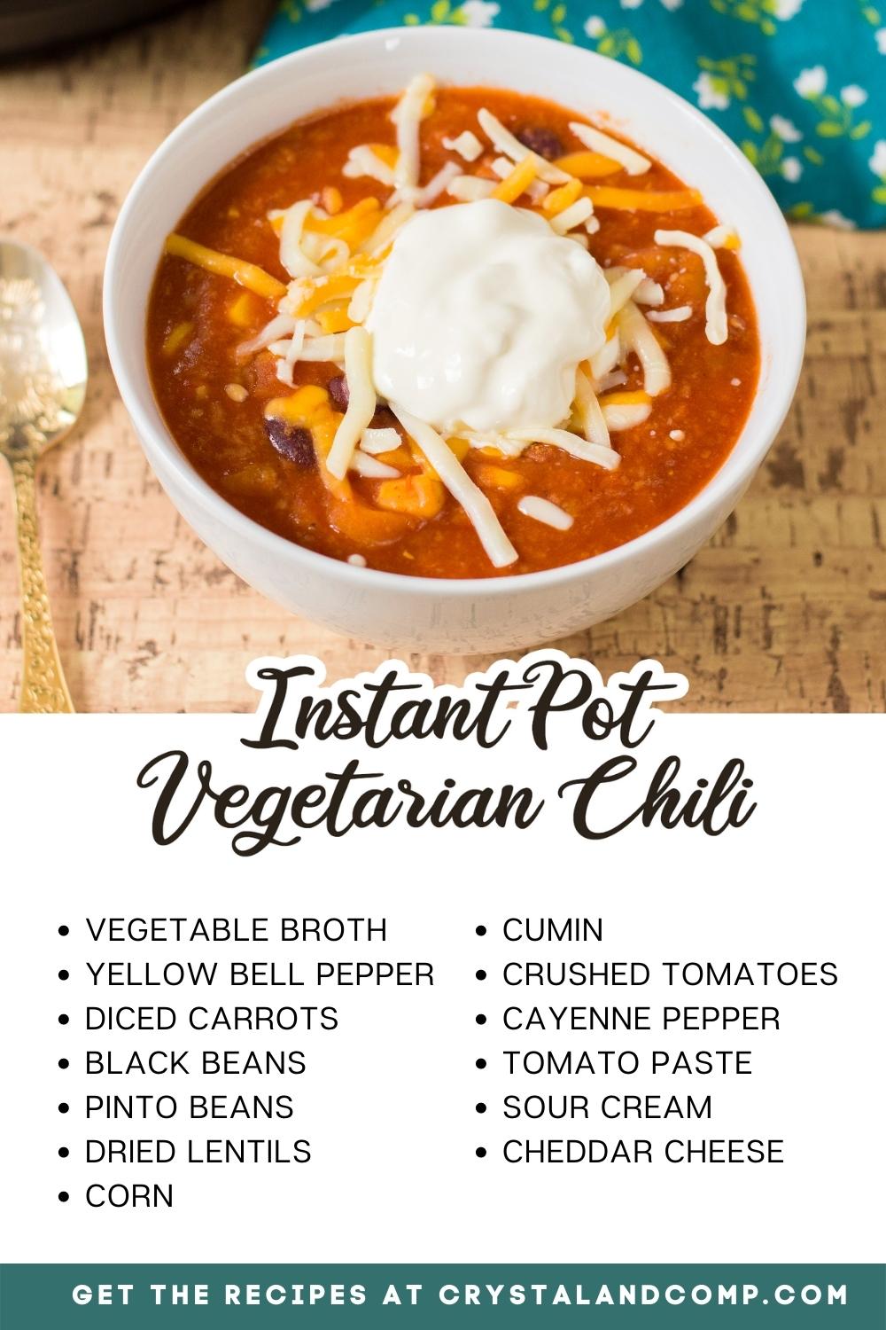instant pot vegetarian chili ingredient list