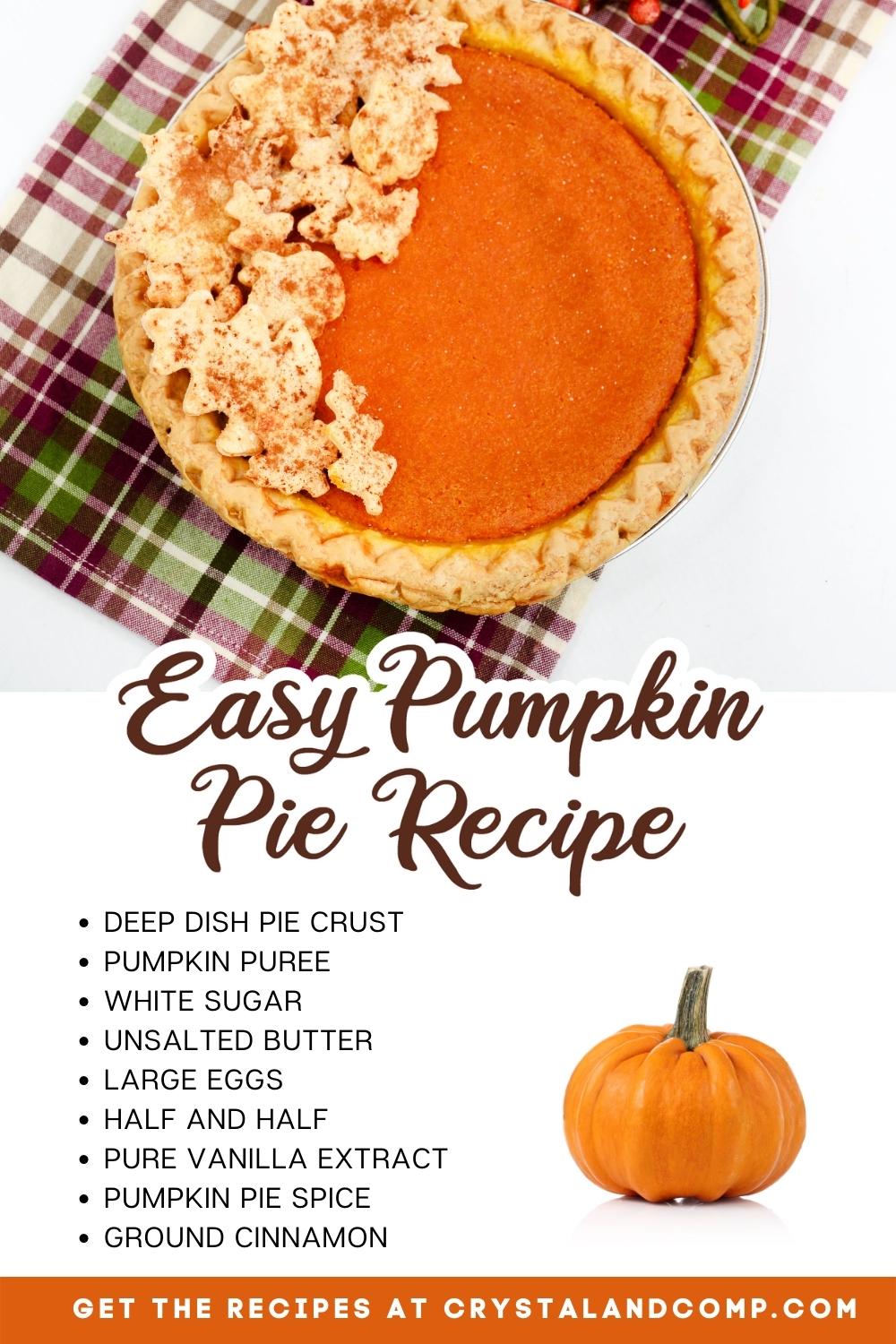 pumpkin pie recipe ingredients list