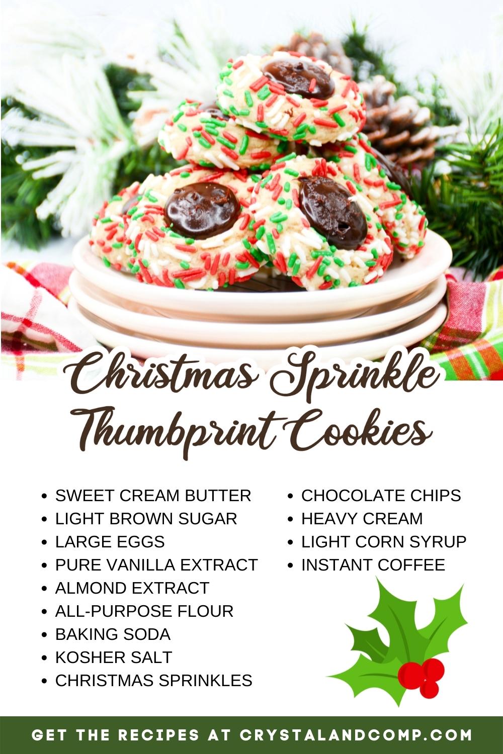 christmas sprinkle thumbprint cookies ingredient list
