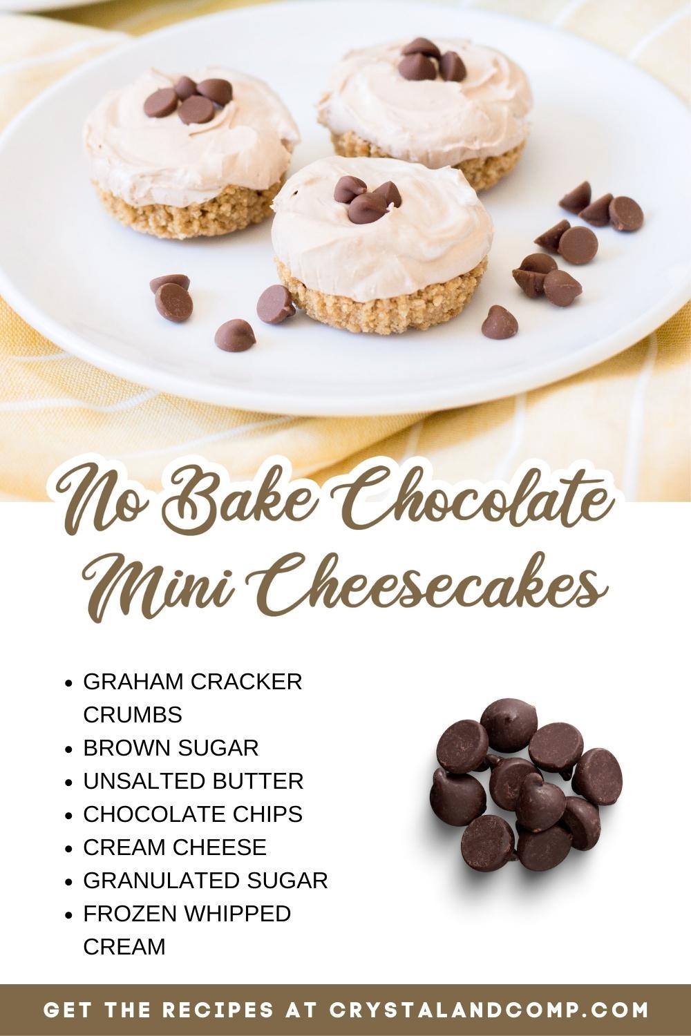 no bake chocolate mini cheesecakes ingredient list