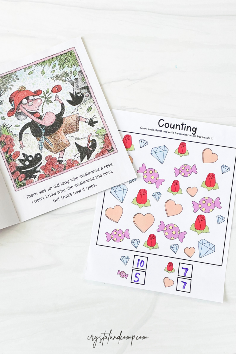 There Was an Old Lady Who Swallowed a Rose Printables - CrystalandComp.com