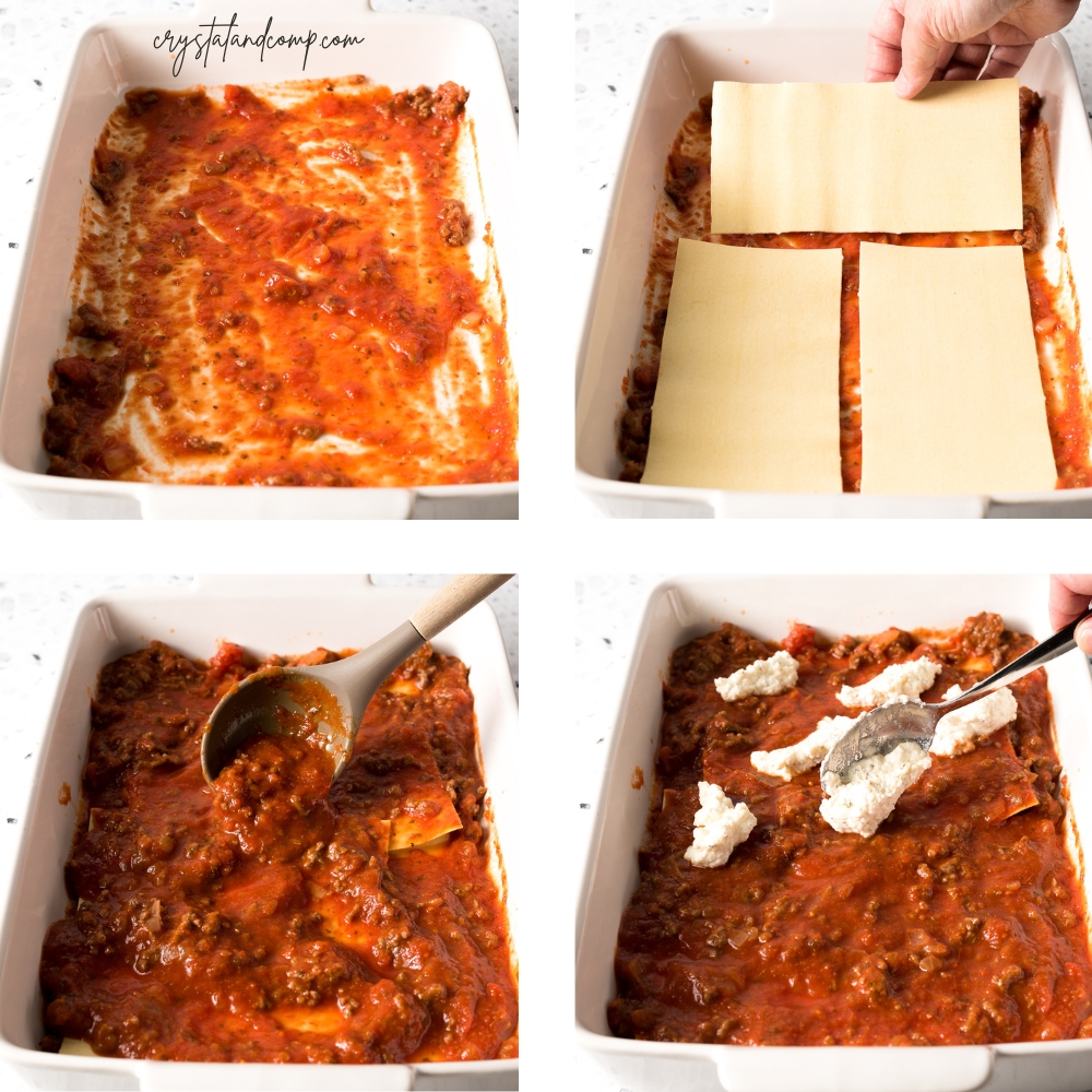 freezer friendly lasagna recipe in process assembly