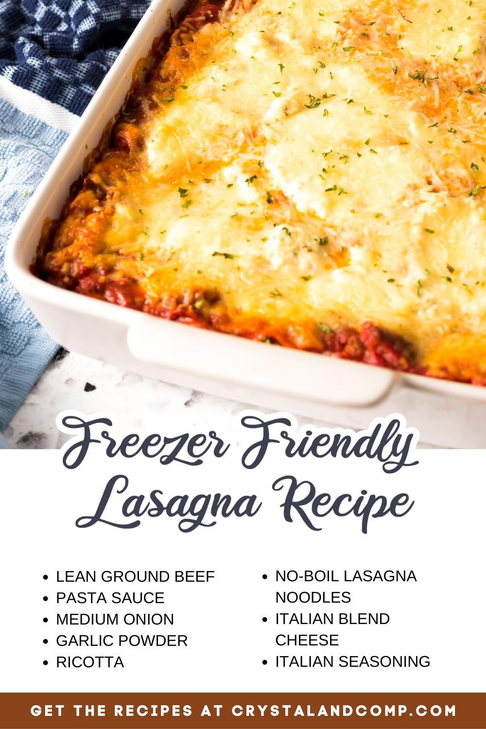freezer friendly lasagna recipe ingredient list