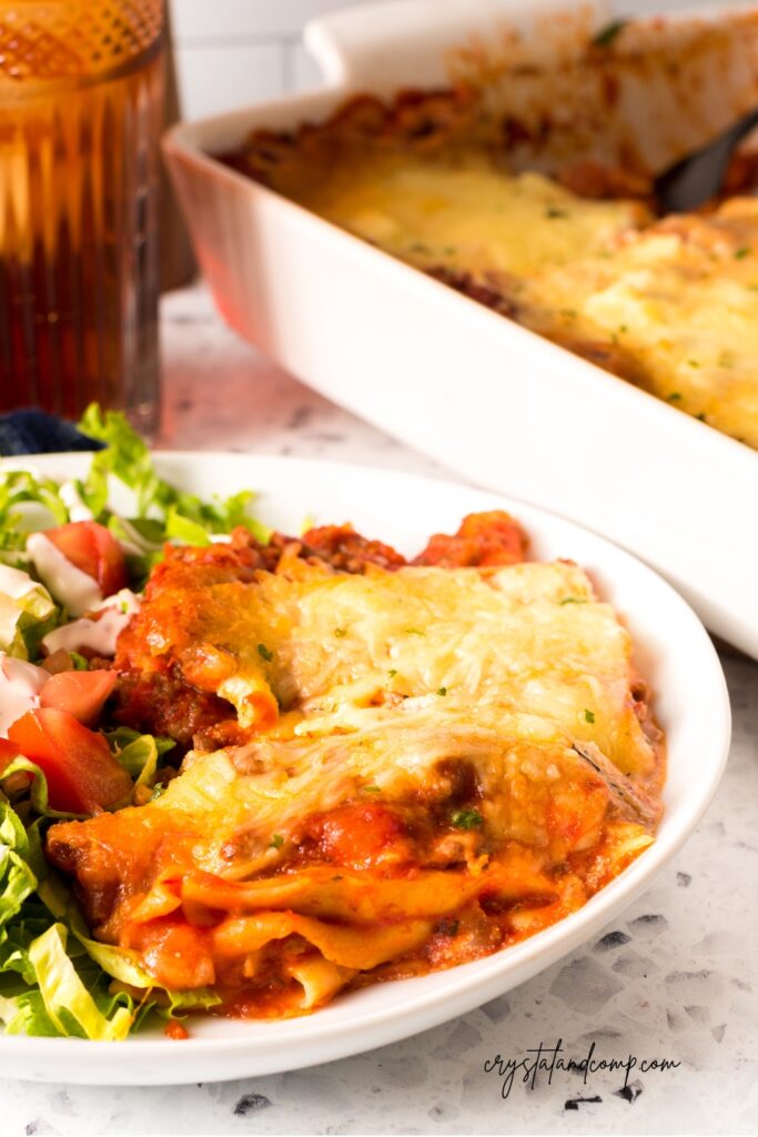 freezer friendly lasagna recipe on plate