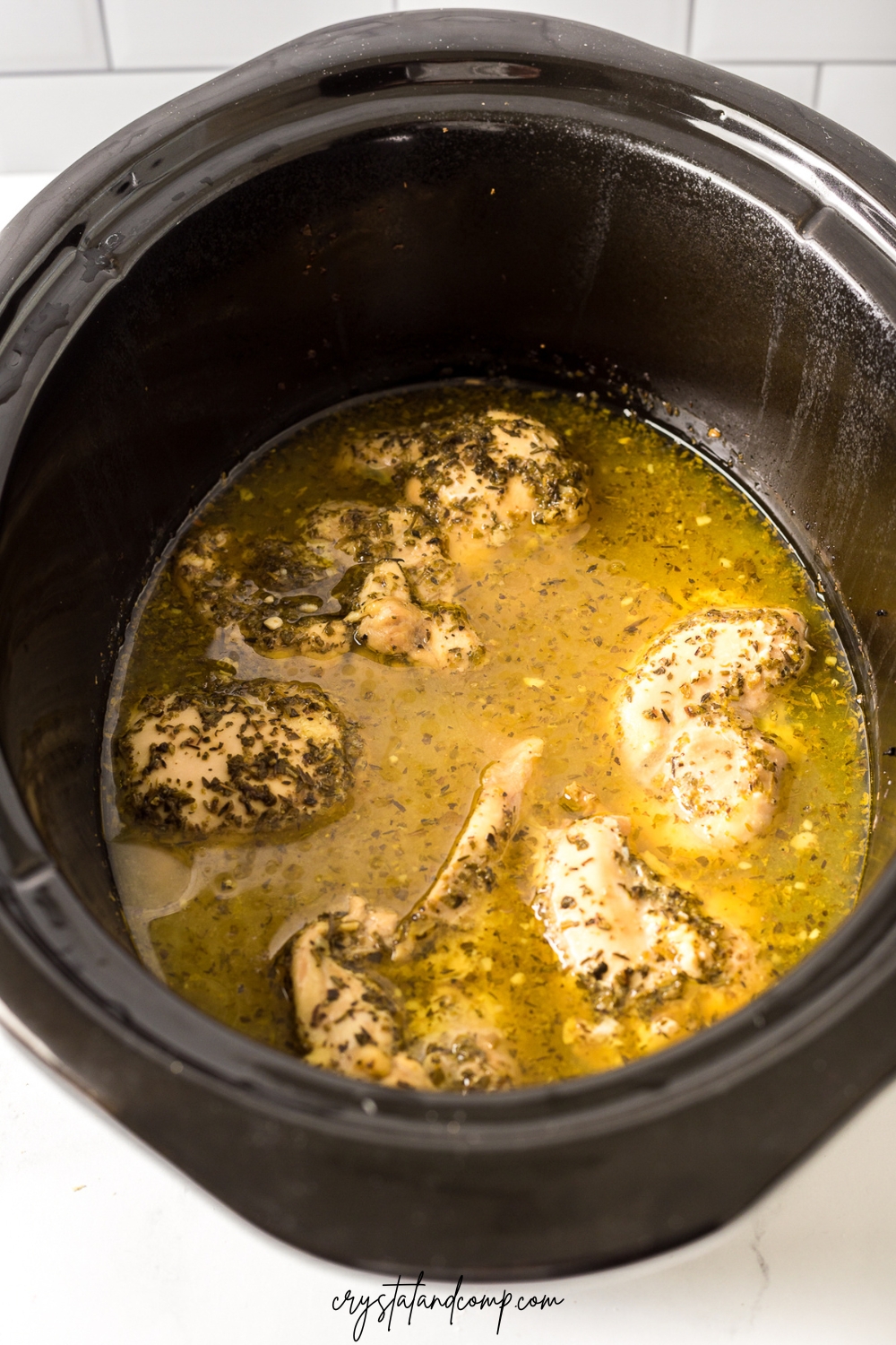 crockpot lime garlic chicken in pot
