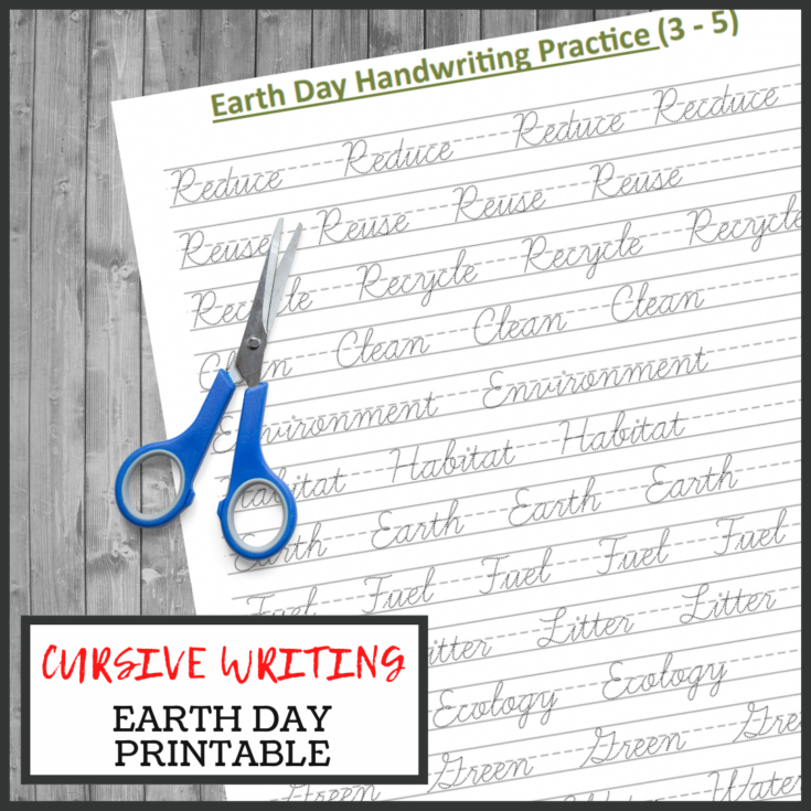 Image for FREE: Earth Day Cursive Handwriting Printables