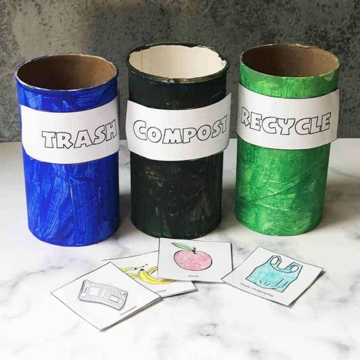 Image for Recycling Activity for Preschoolers {with recycled items and free printables}