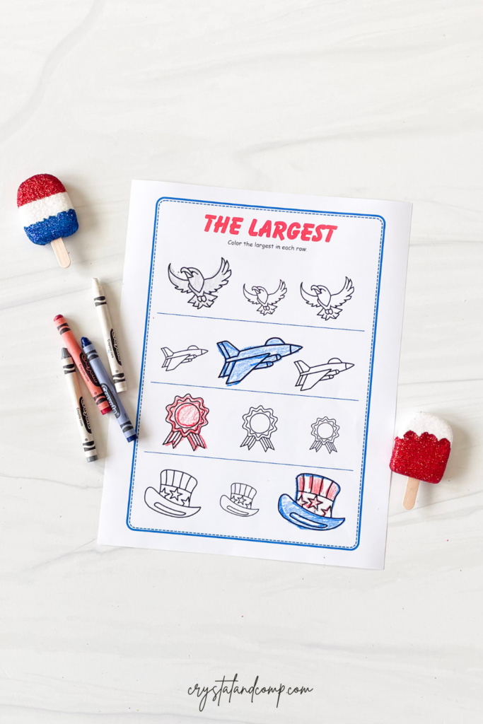 Red White and Blue Printables for young Learners