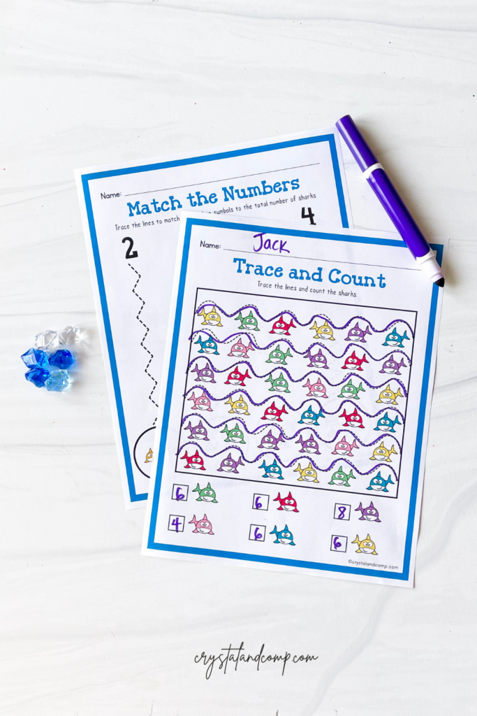 shark trace and count printables
