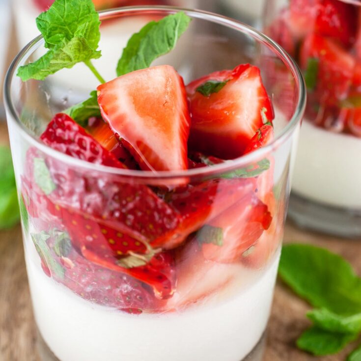 Image for Strawberry Panna Cotta with Mint and Honey