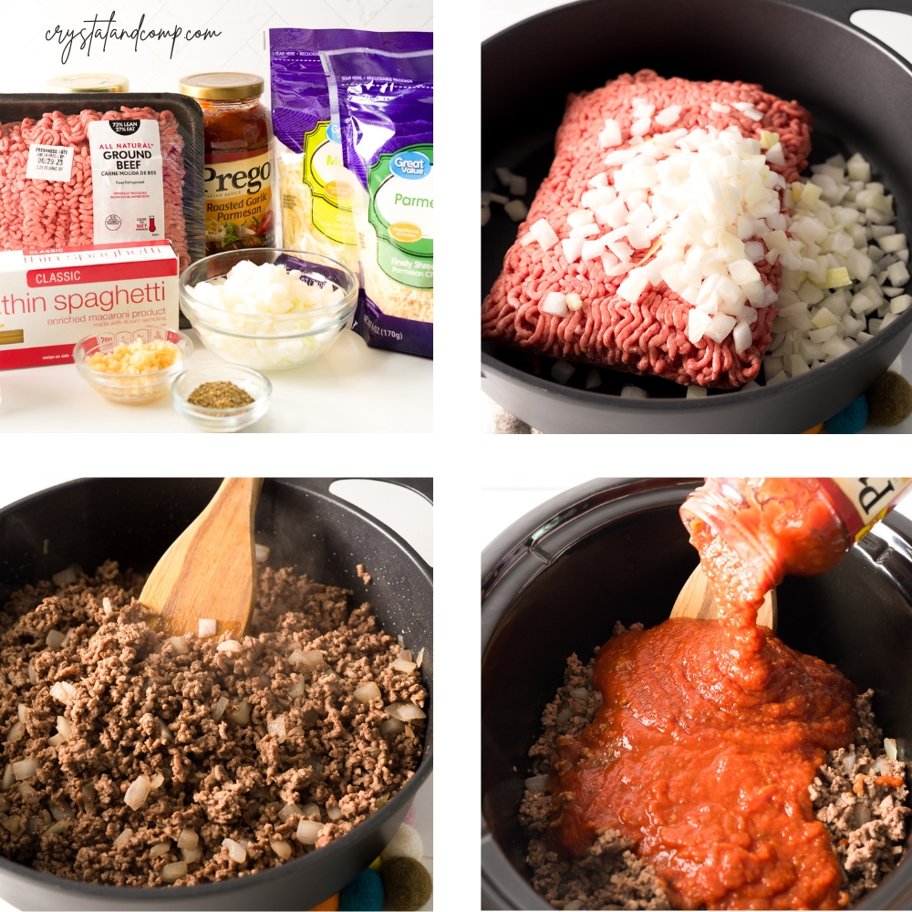 crockpot spaghetti in process ingredients