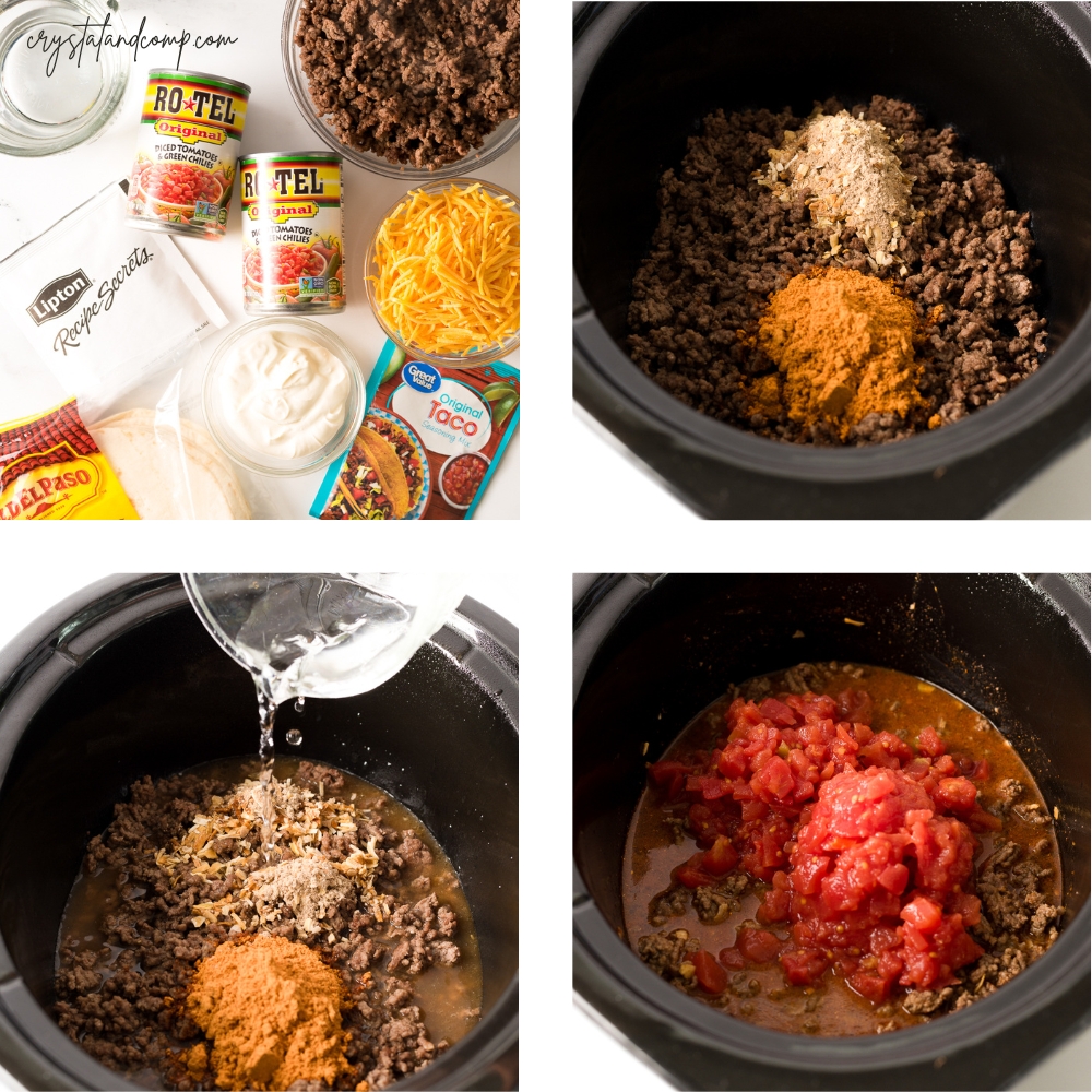 crockpot taco casserole  in process ingredients
