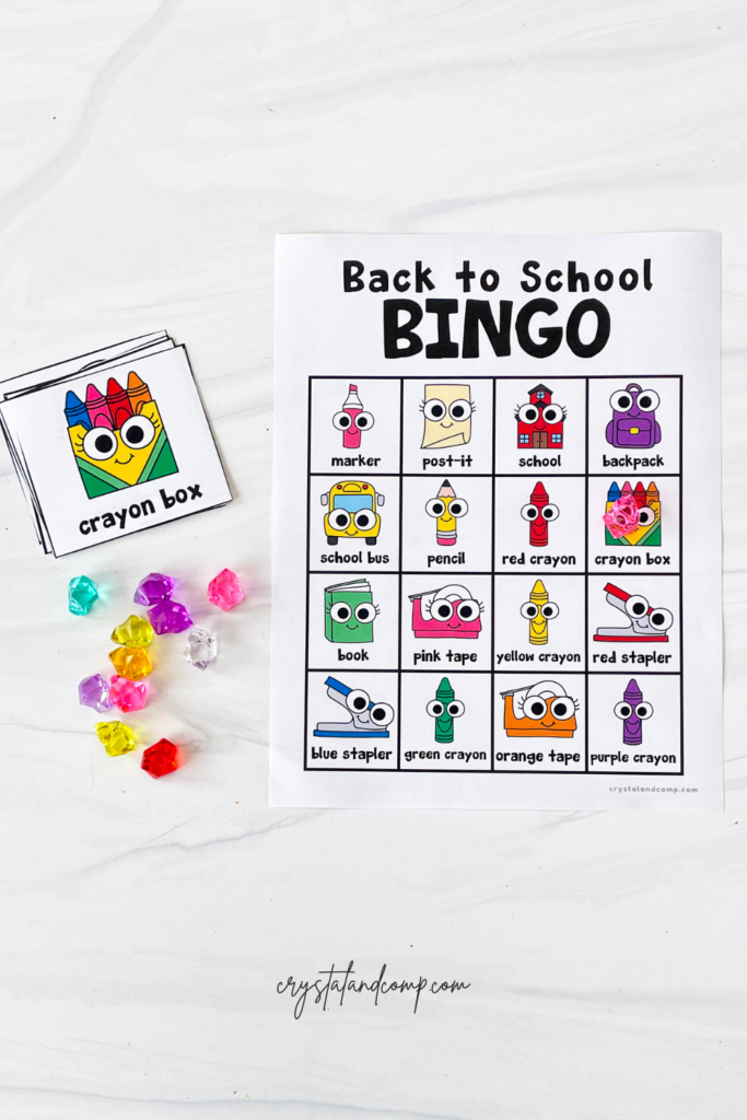 school themed printable bingo game