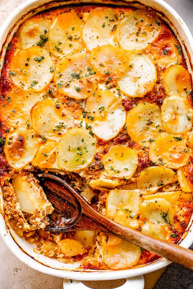 Image for Traditional Macedonian Moussaka Recipe - Easy Meat & Potato Casserole