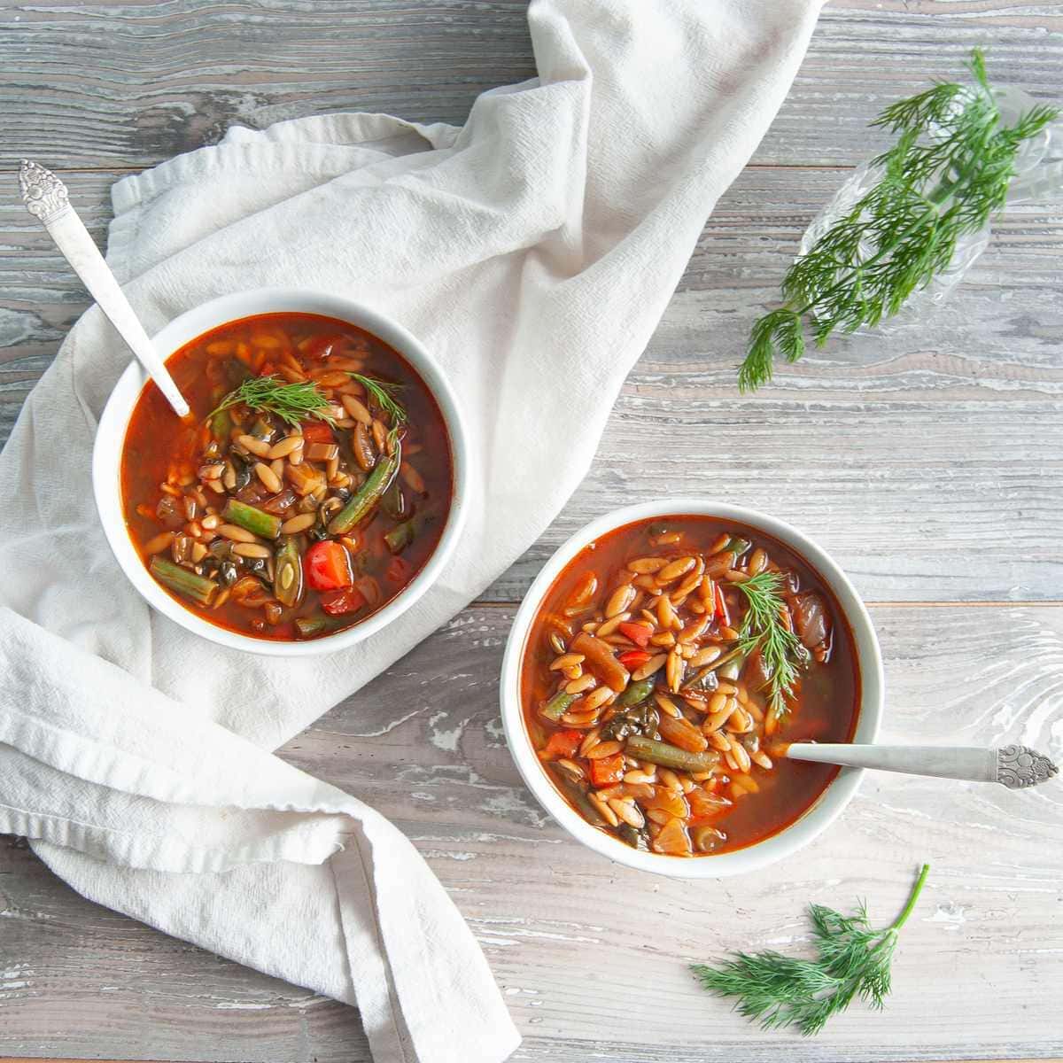 Image for Vegan Orzo Soup with Seasonal Veggies