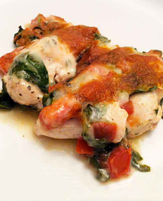 Image for Easy Cheesy Italian Chicken Recipe with Tomatoes and Spinach