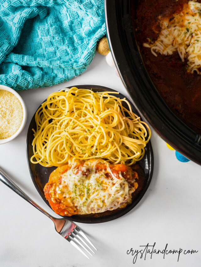 slow cooker chicken parmesan with spaghetti