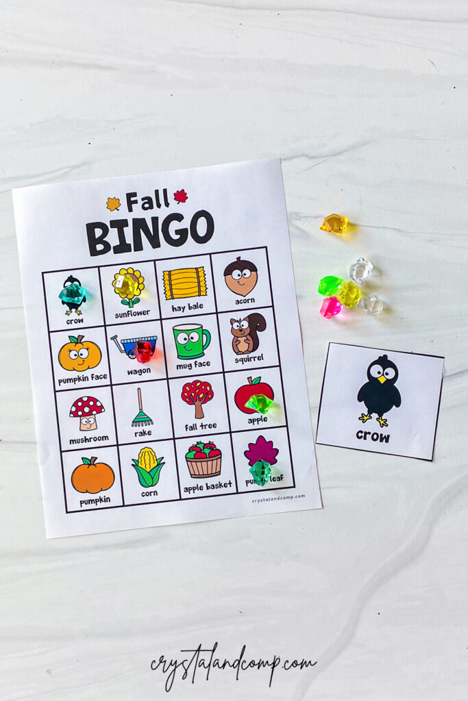 fall bingo printable for young kids