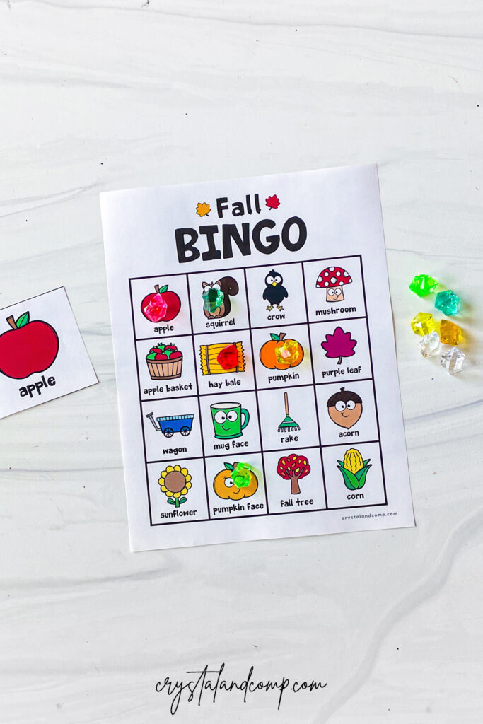 fall printable bingo game for preschoolers