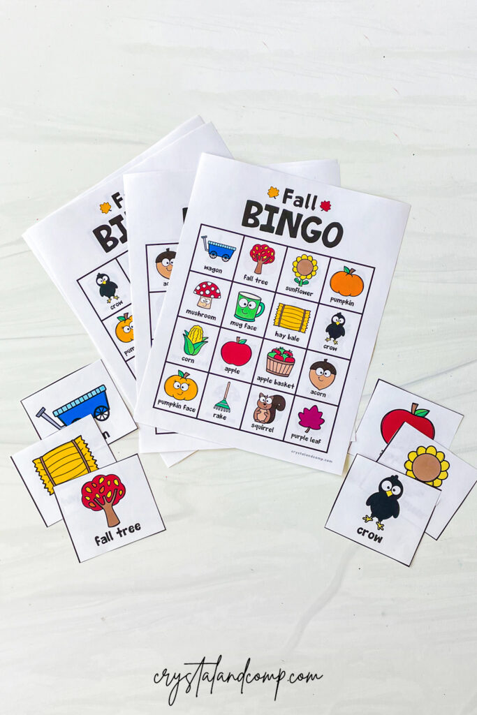 fall themed printable bingo game