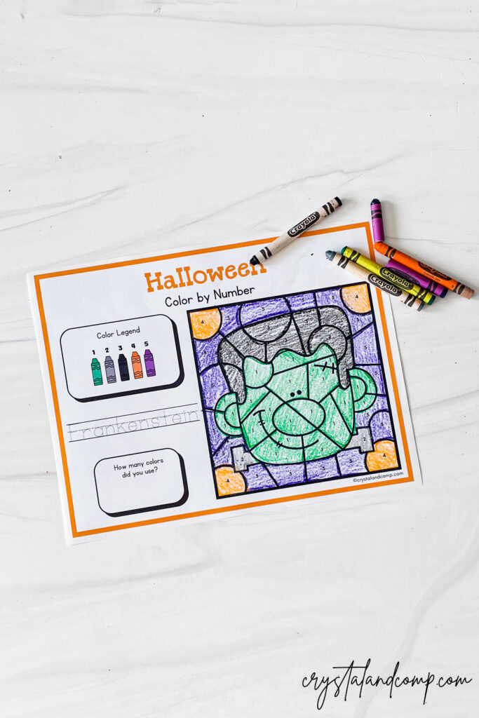 color by number halloween pages for preschoolers