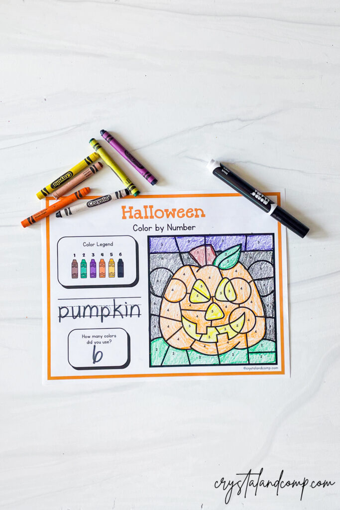 halloween color by number for preschoolers