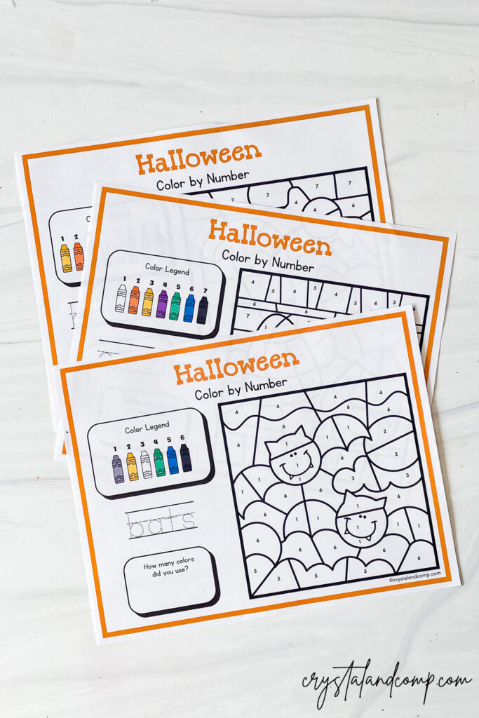 halloween color by number pages