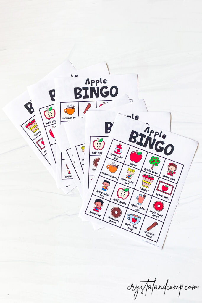 printable apple cider bingo game for preschoolers