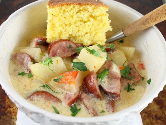 Image for Slow Cooker Cheesy Smoked Sausage and Idaho Potato Soup