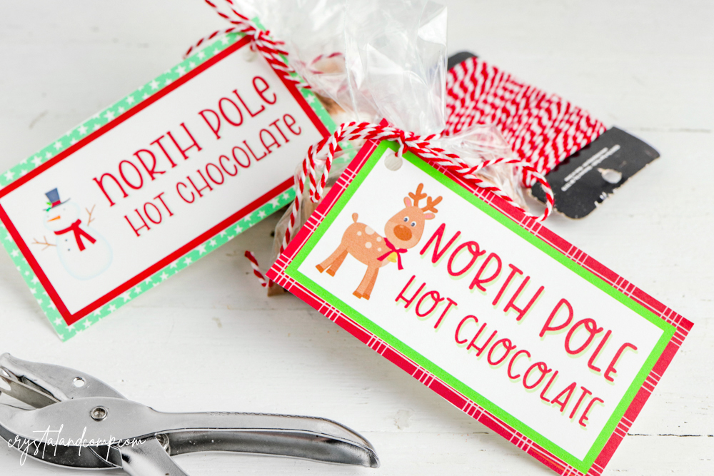 elf on the shelf hot chocolate tags with twine