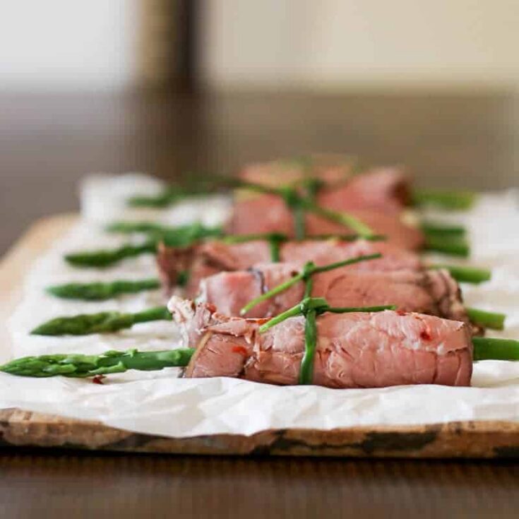 Image for Easy Low-Carb Asparagus and Roast Beef Roll Ups