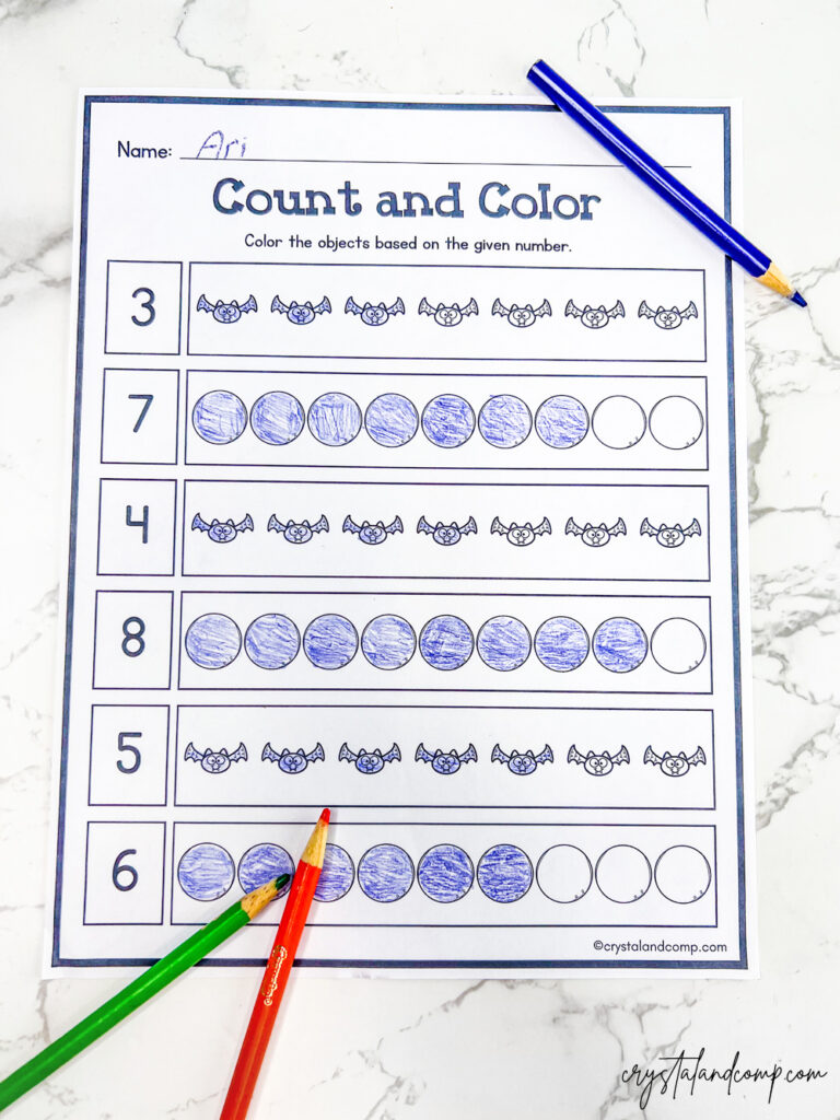 count and color worksheets for preschoolers