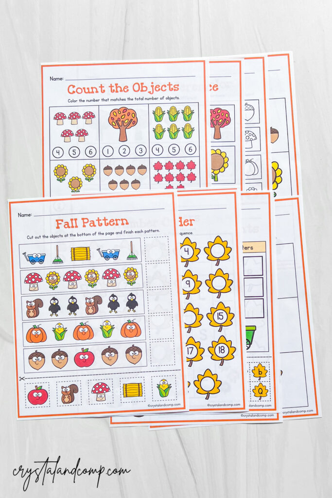 fall preschool worksheets