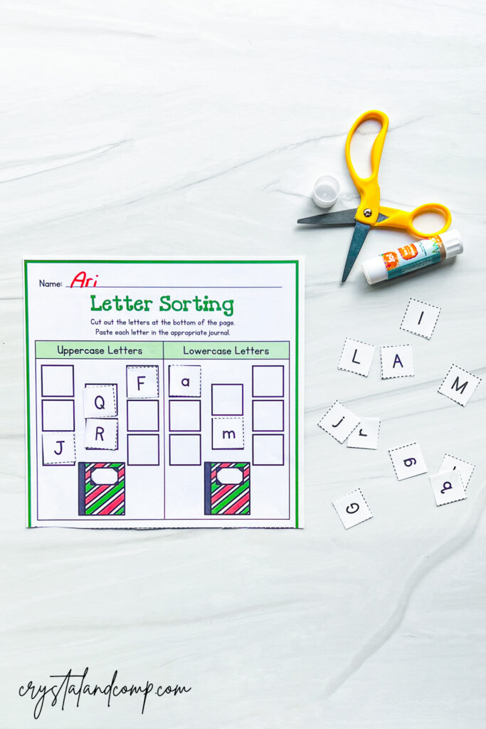elf letter sorting printable