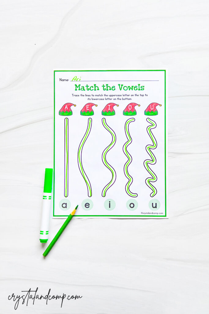 elf line tracing match the vowel