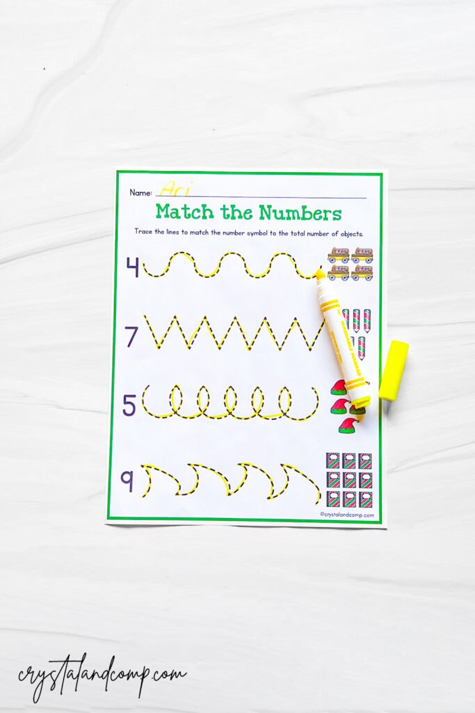 elf match the numbers printable