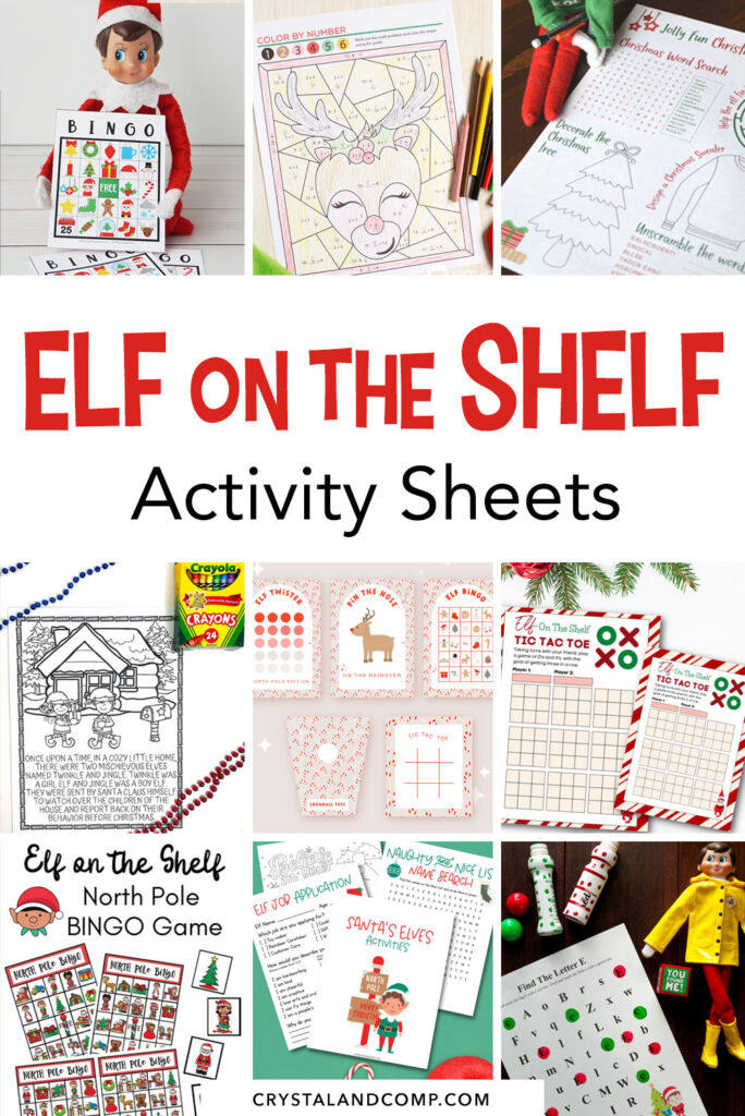 elf on the shelf activity sheets
