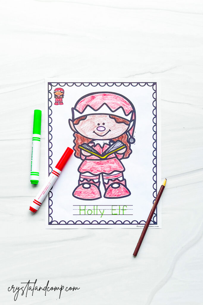 elf printable coloring sheets