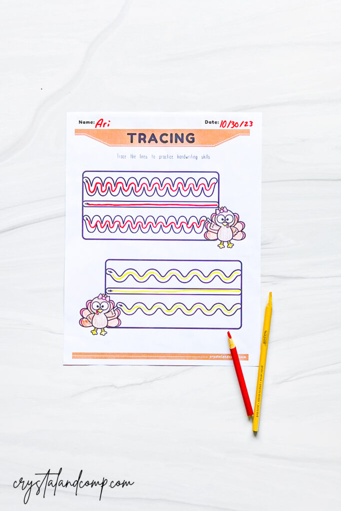 turkey tracing coloring worksheets