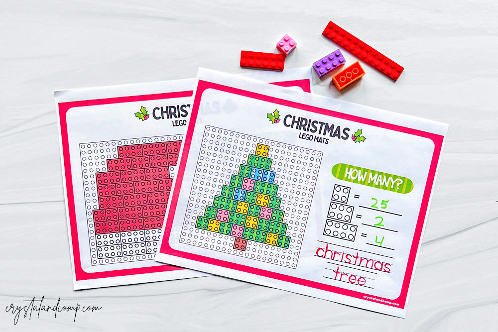 christmas lego worksheets for preschoolers
